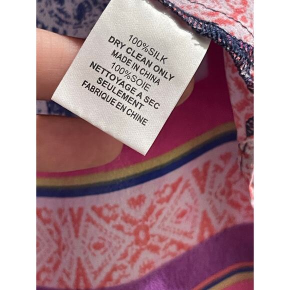 Trina Turk Multi Print Floria 100% Silk Blouse Top  XS EUC - Picture 5 of 8